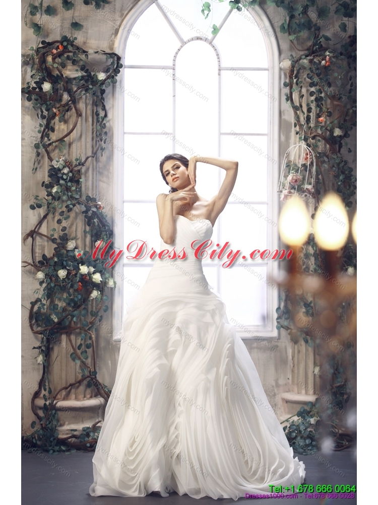 2015 Maternity Sweetheart Ruching Wedding Dresses with Brush Train