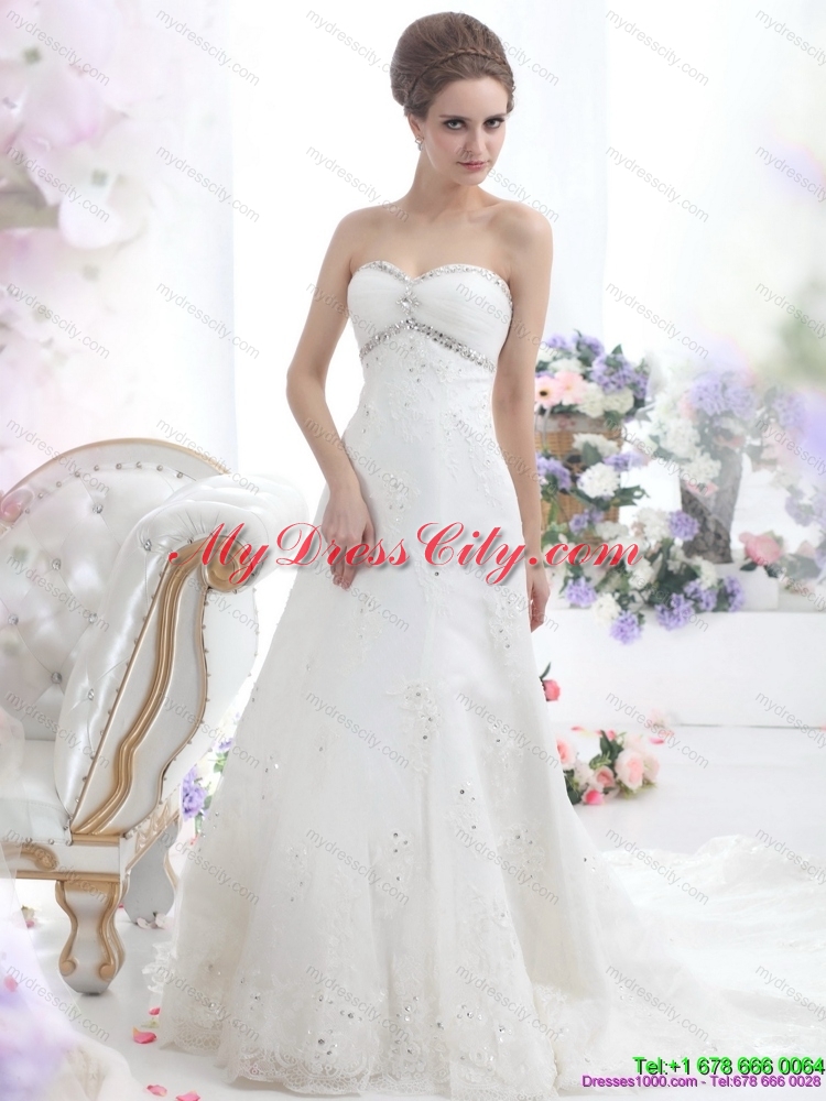 2015 New Style Sweetheart Maternity Wedding Dress with Beadings