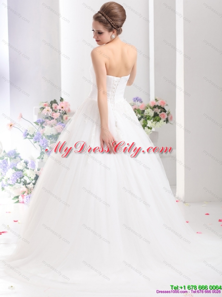 2015 Romantic Sweetheart Wedding Dress with Lace