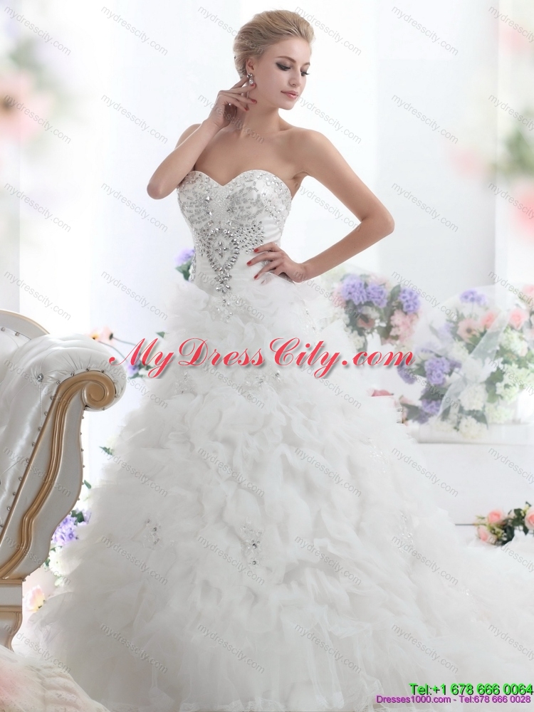 Beading Sweetheart Maternity Bridal Gown with Ruffles and Brush Train