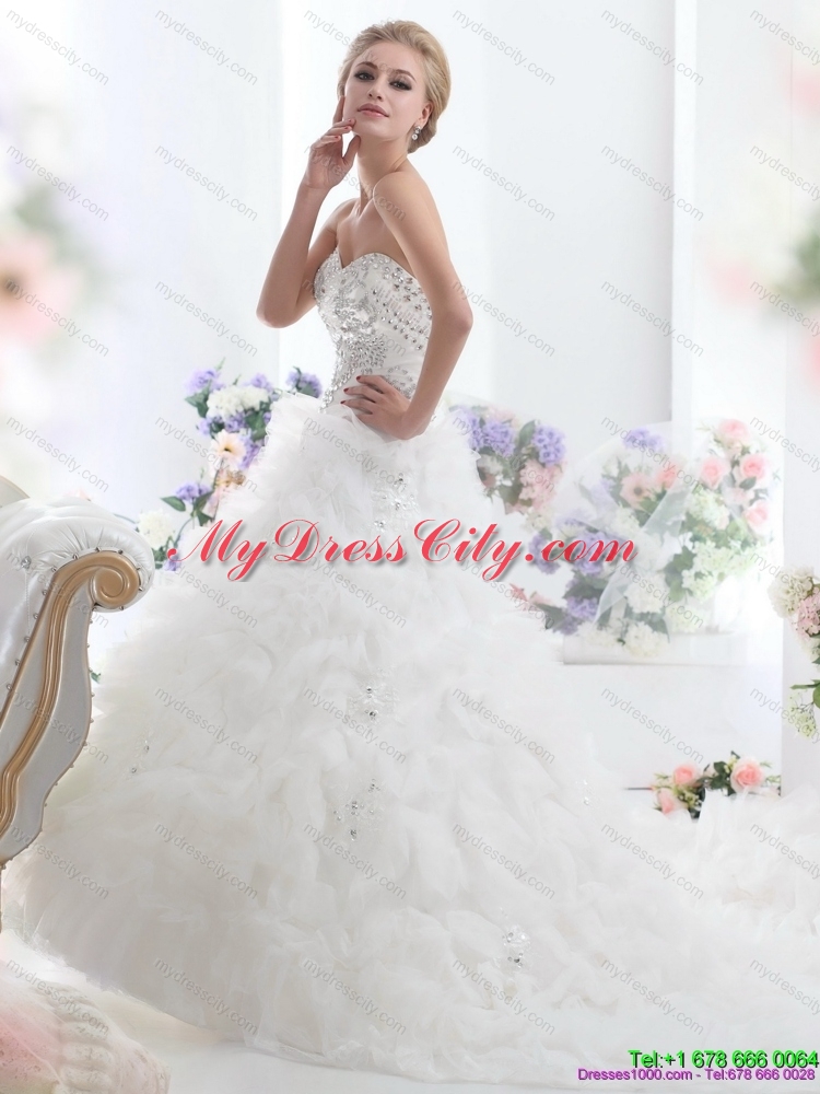 Beading Sweetheart Maternity Bridal Gown with Ruffles and Brush Train