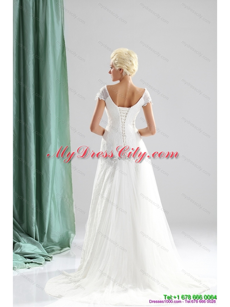 Brand New 2015 Beading and Lace Wedding Dress with Court Train