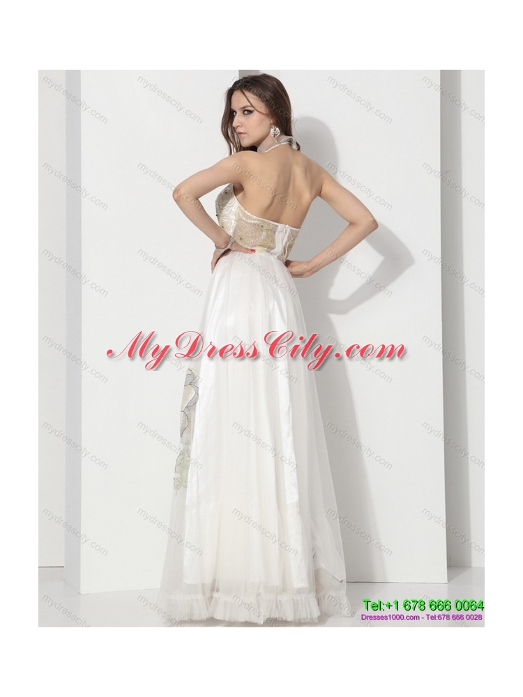 Fashionable Halter Empire Wedding Dress with Appliques for 2015