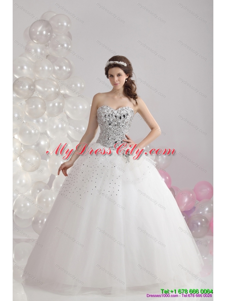 Maternity Floor Length 2015 Wedding Dresses with  Rhinestones