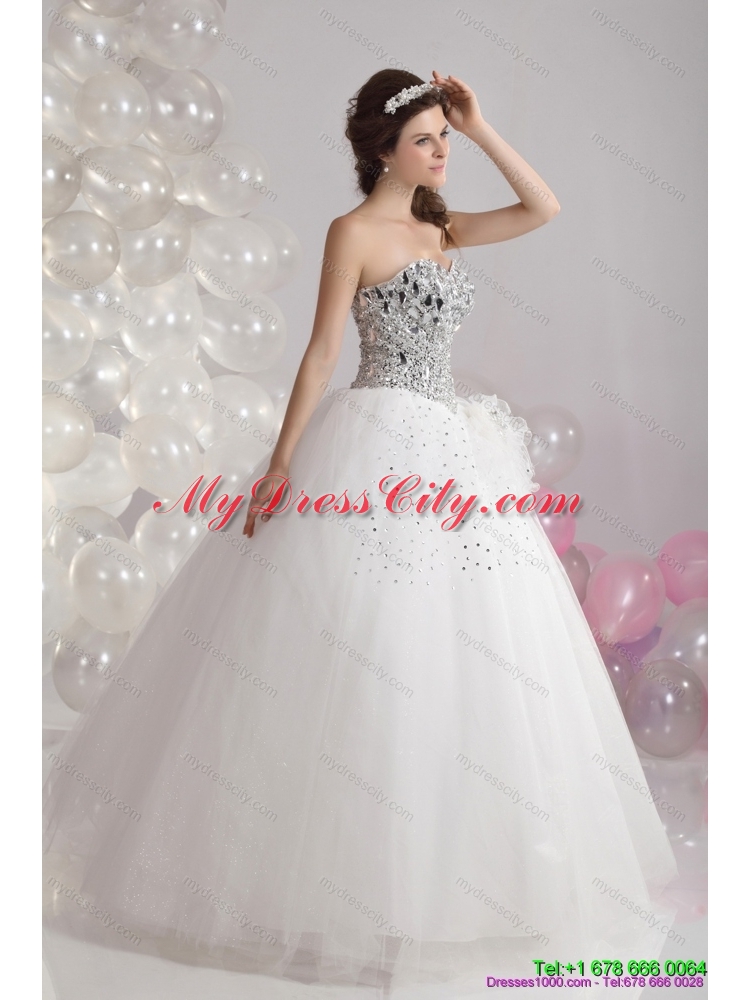 Maternity Floor Length 2015 Wedding Dresses with  Rhinestones