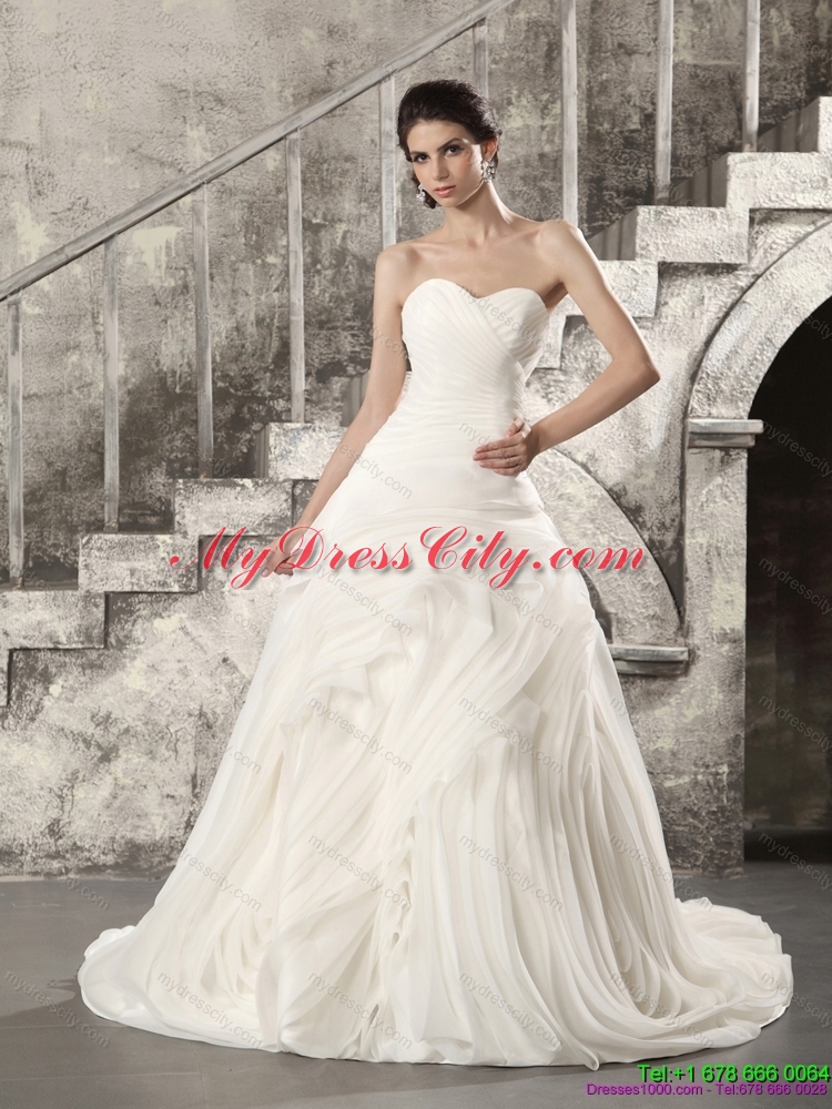 Maternity Sweetheart Ruching Wedding Dresses with Brush Train