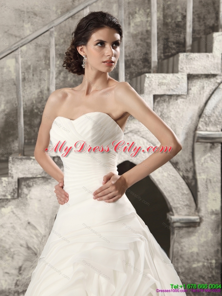 Maternity Sweetheart Ruching Wedding Dresses with Brush Train