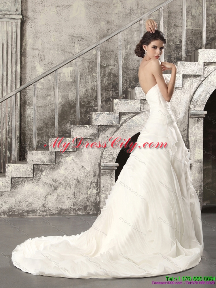 Maternity Sweetheart Ruching Wedding Dresses with Brush Train