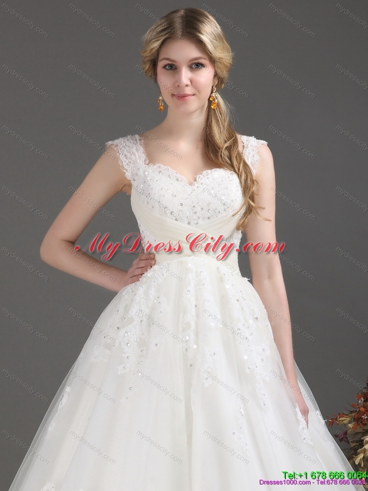 Lace Sweetheart Maternity Wedding Dresses with Brush Train