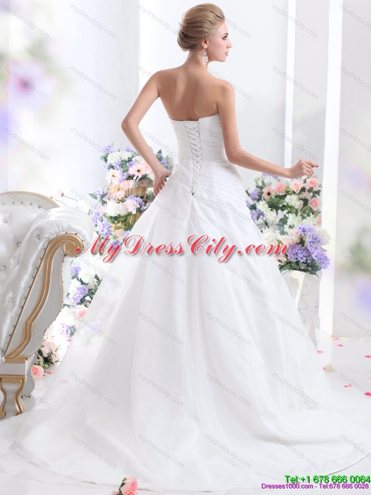 Sophisticated 2015 Sweetheart Maternity Wedding Dress with Ruching and Beading