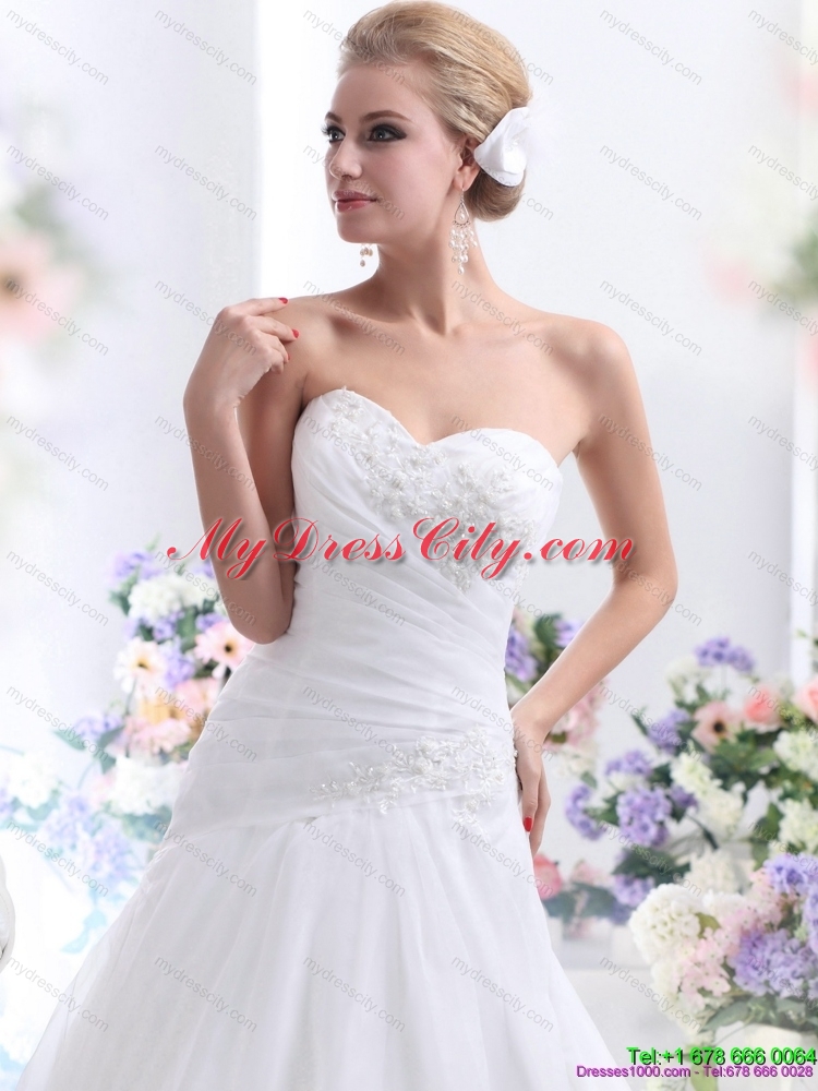 Sophisticated 2015 Sweetheart Maternity Wedding Dress with Ruching and Beading