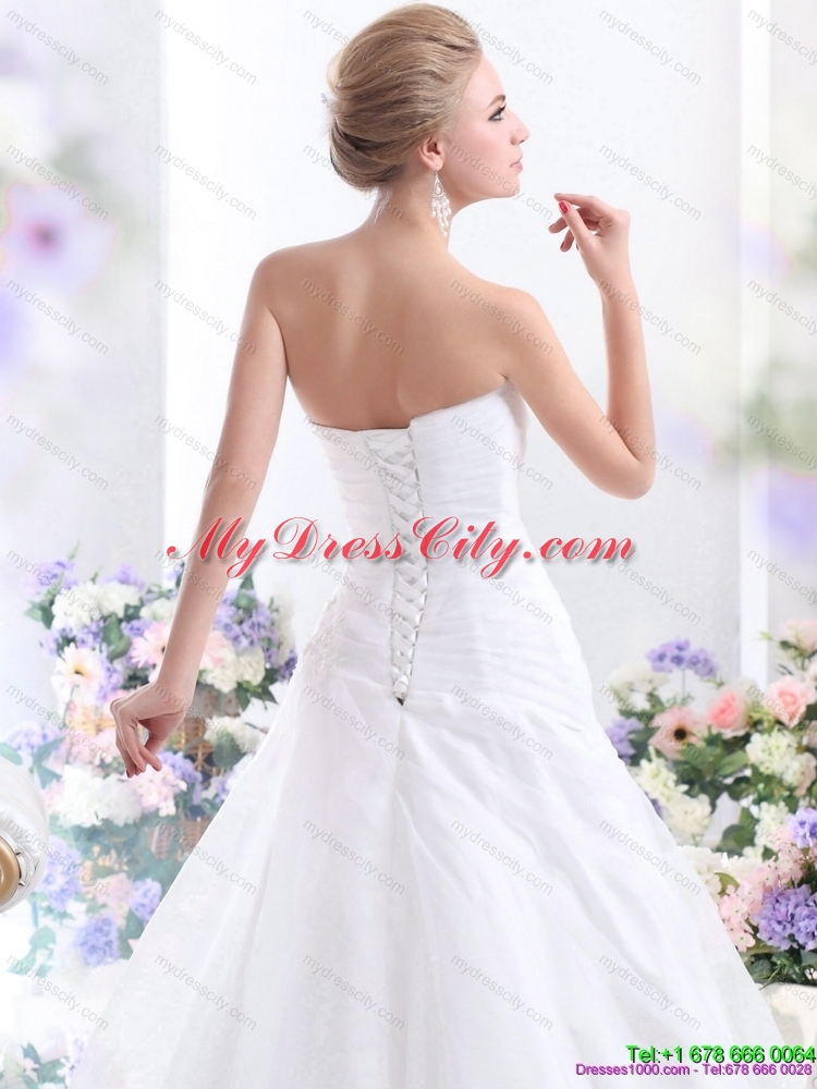 Sophisticated 2015 Sweetheart Maternity Wedding Dress with Ruching and Beading