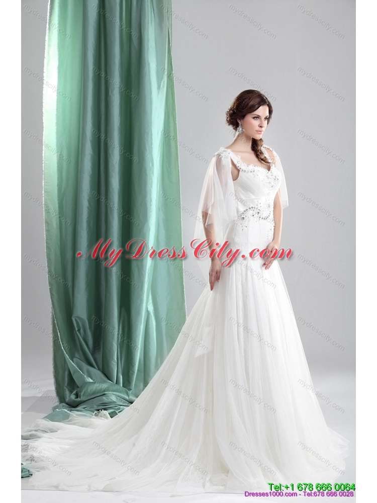 2015 Maternity Straps Wedding Dress with Beading