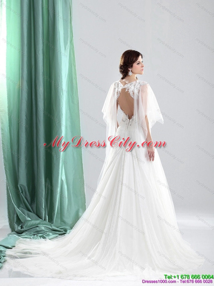 2015 Maternity Straps Wedding Dress with Beading