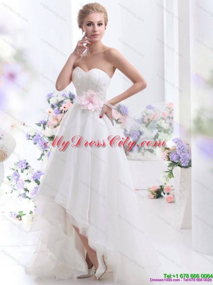 2015 Maternity Sweetheart Wedding Dress with Lace and Hand Made Flowers