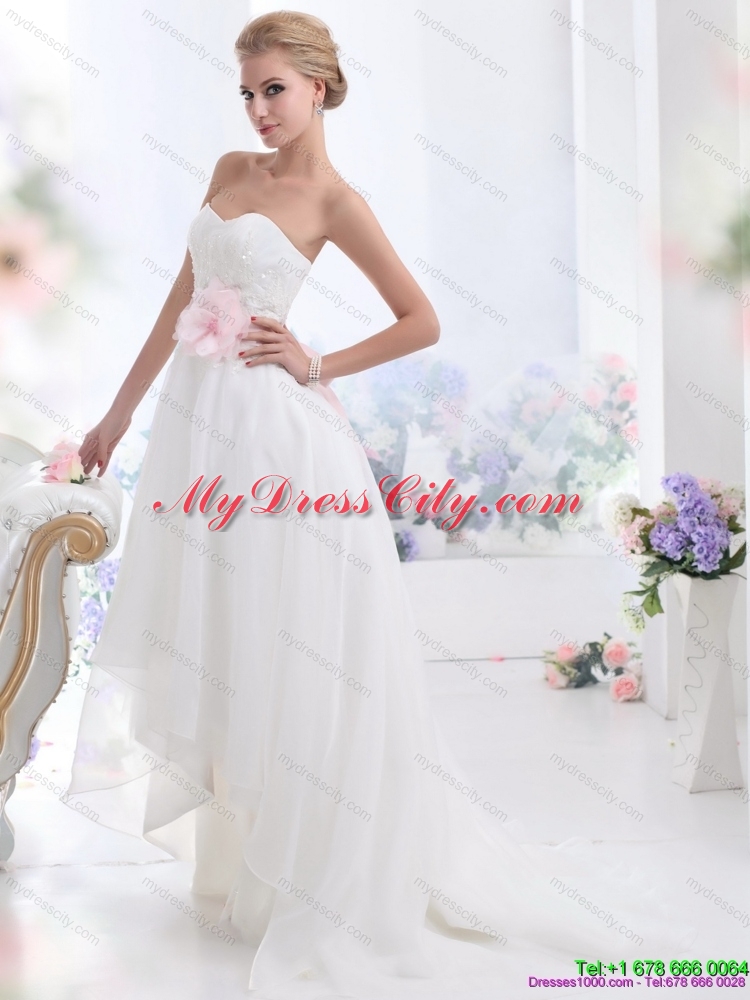 2015 Maternity Sweetheart Wedding Dress with Lace and Hand Made Flowers