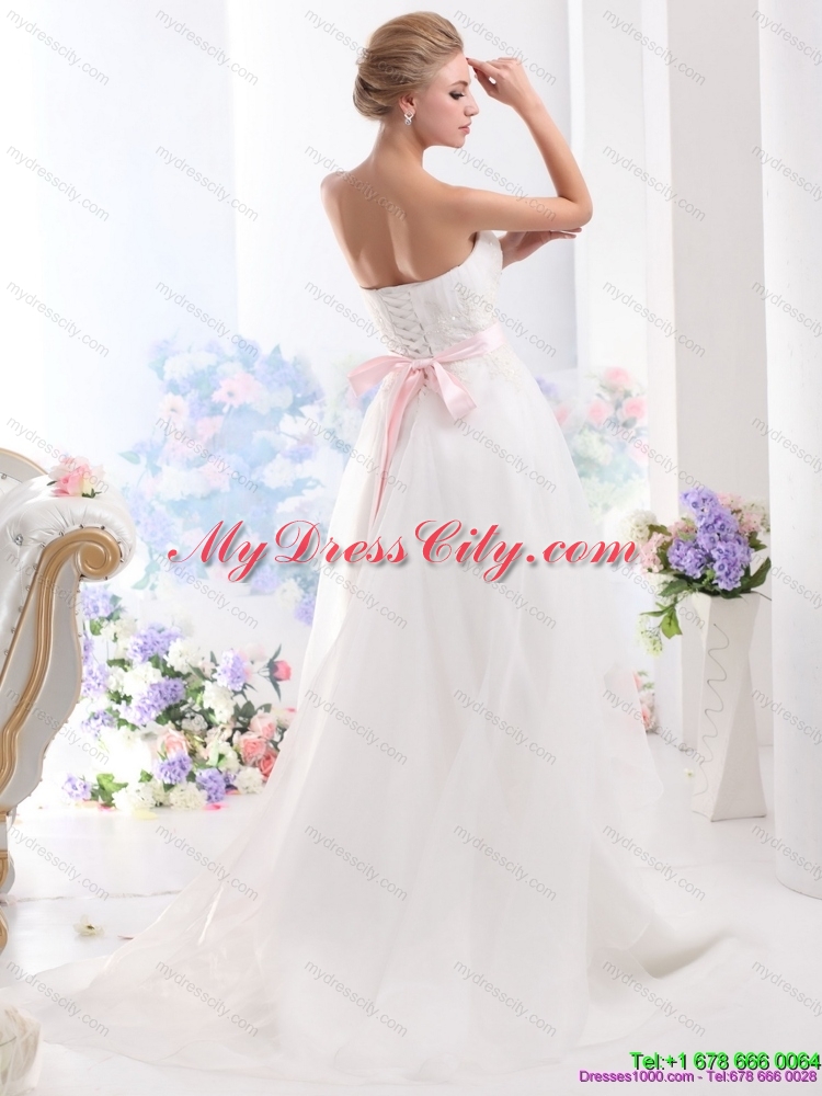 2015 Maternity Sweetheart Wedding Dress with Lace and Hand Made Flowers