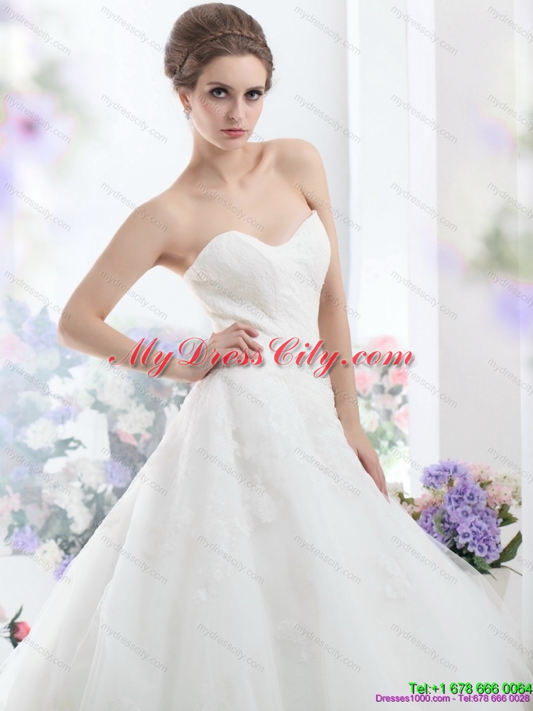 2015 Maternity Sweetheart Wedding Dress with Lace and Hand Made Flowers