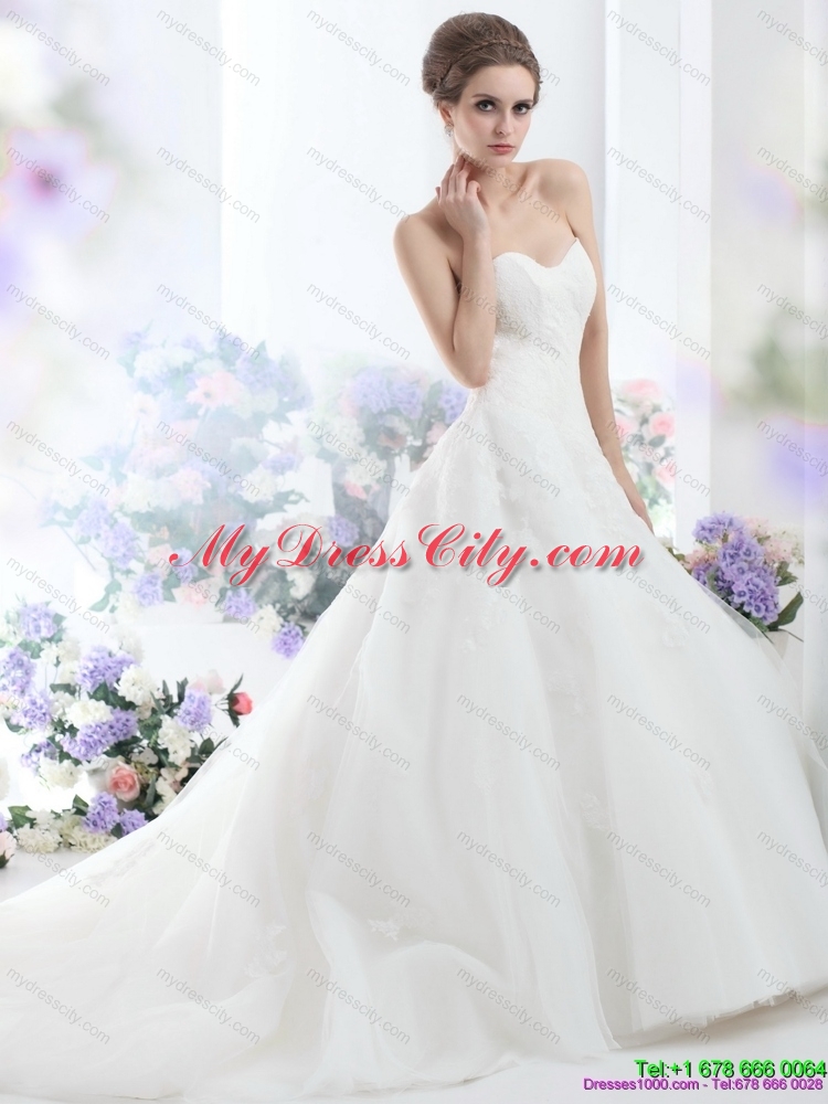 2015 Maternity Sweetheart Wedding Dress with Lace and Hand Made Flowers