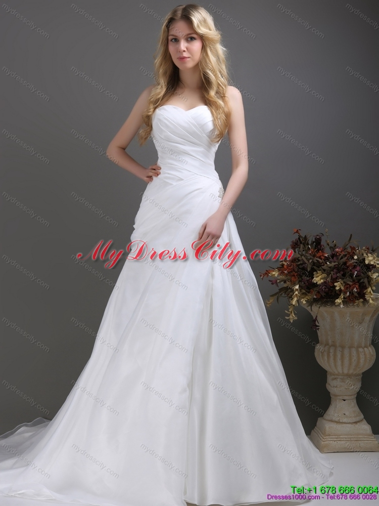 2015 Popular Ruching and Beading Maternity Wedding Dress