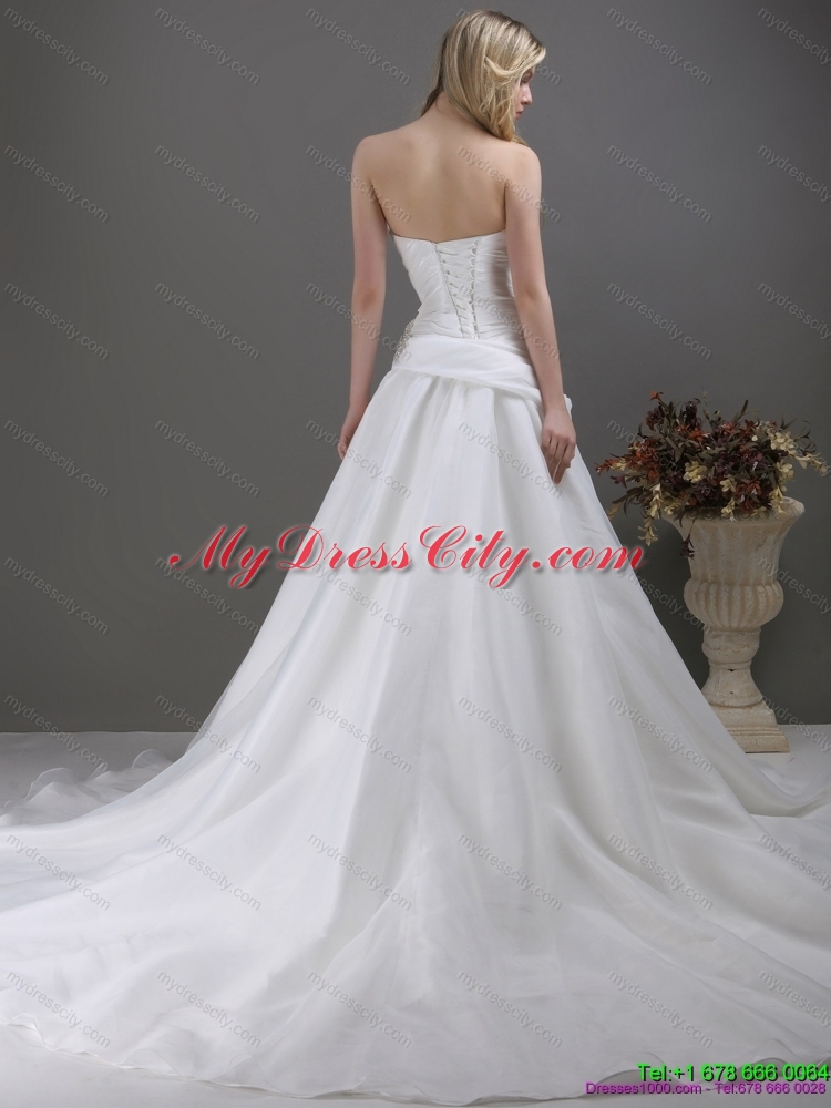 2015 Popular Ruching and Beading Maternity Wedding Dress