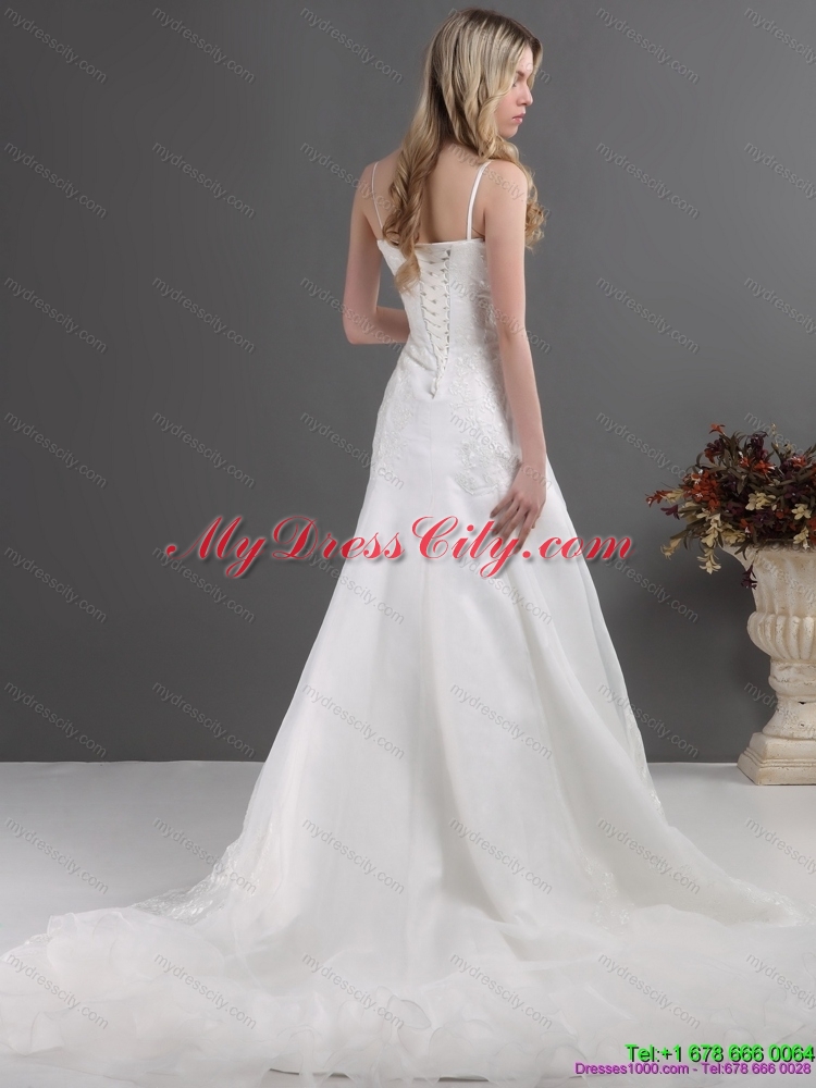 2015 The Most Popular Lace Maternity Wedding Dress with Spaghetti Straps