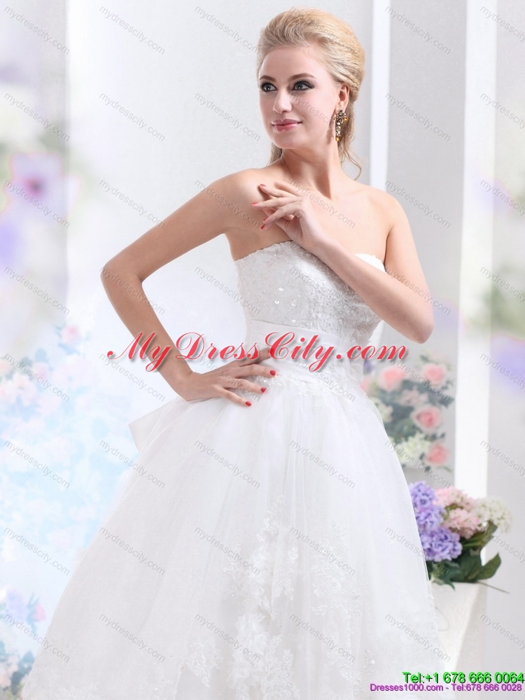 Discount White Strapless Ruffled Short Bridal Gowns with Sequins