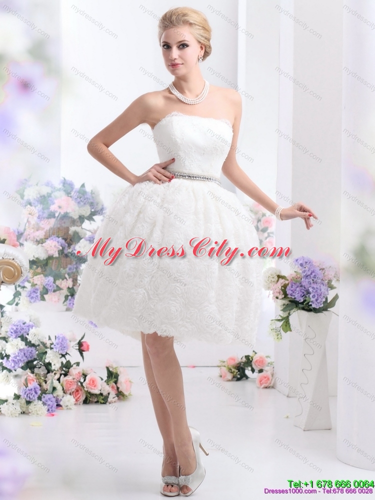 2015 Classical Strapless Wedding Dress with Knee Length