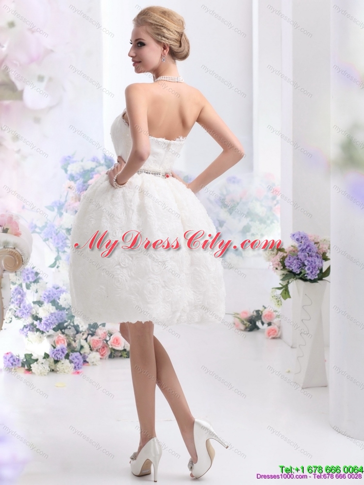 2015 Classical Strapless Wedding Dress with Knee Length