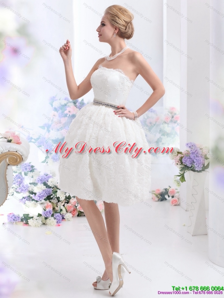 2015 Classical Strapless Wedding Dress with Knee Length