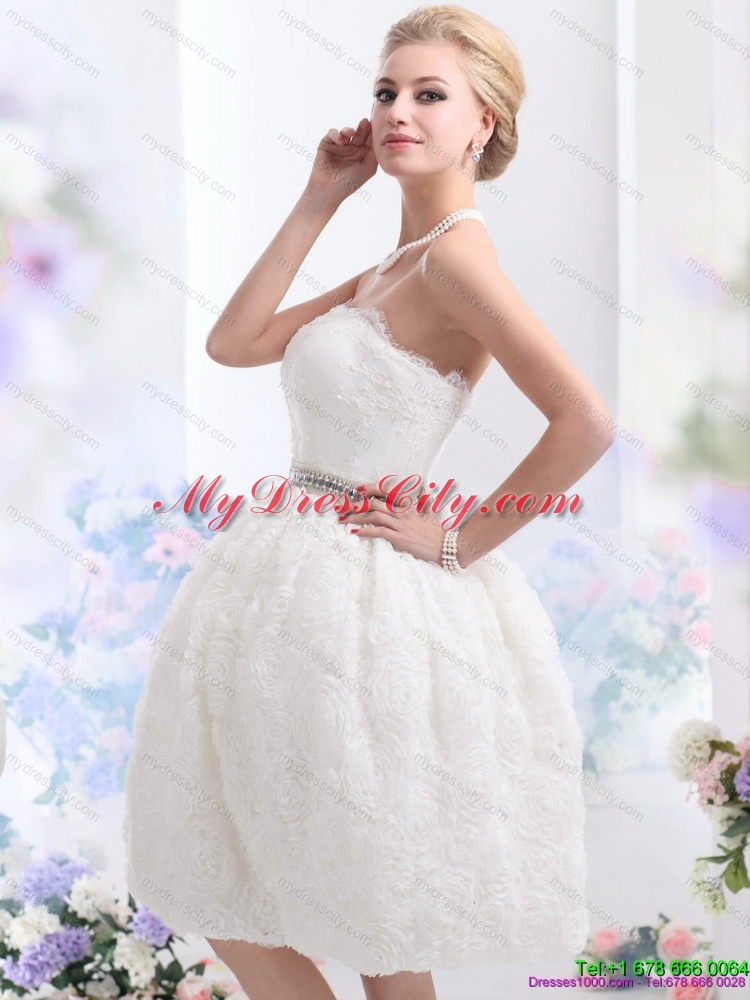 2015 Classical Strapless Wedding Dress with Knee Length