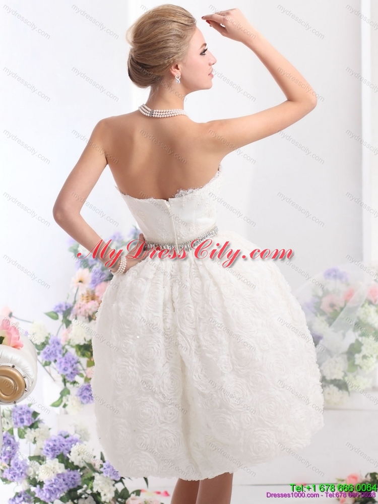 2015 Classical Strapless Wedding Dress with Knee Length