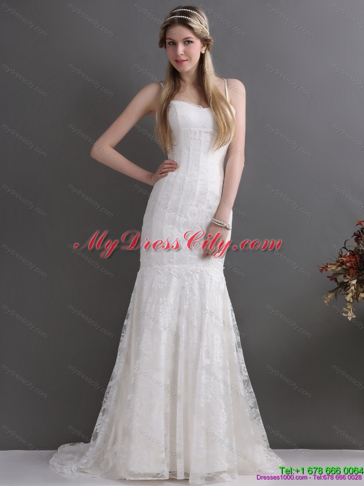 Brand New 2015 Spaghetti Straps Mermaid Wedding Dresses with Lace