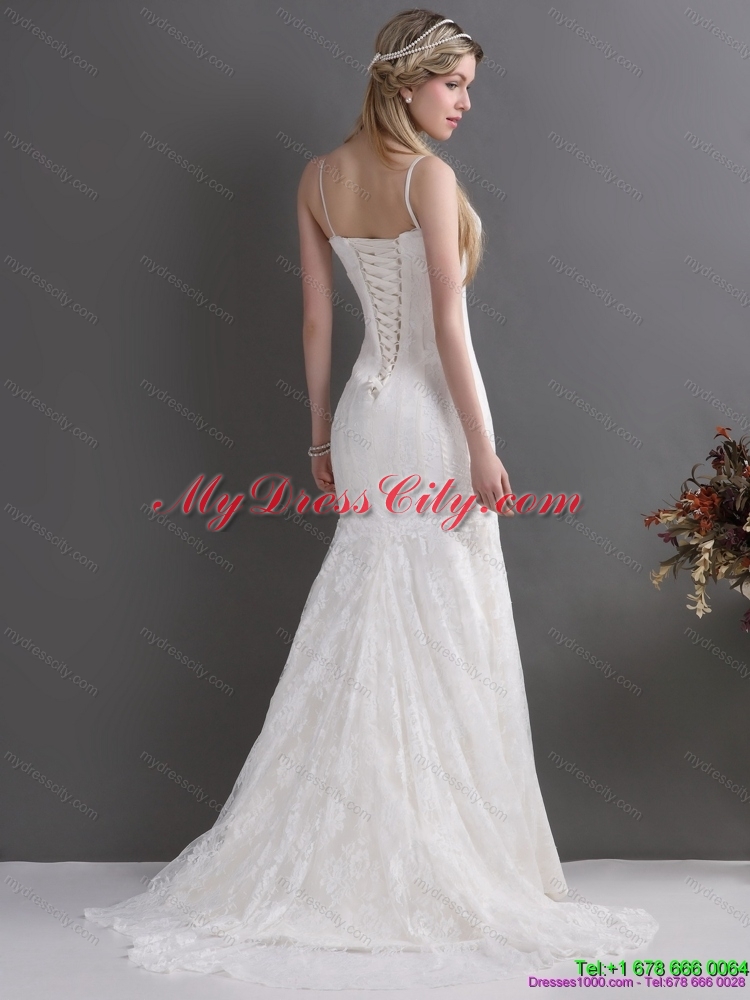 Brand New 2015 Spaghetti Straps Mermaid Wedding Dresses with Lace