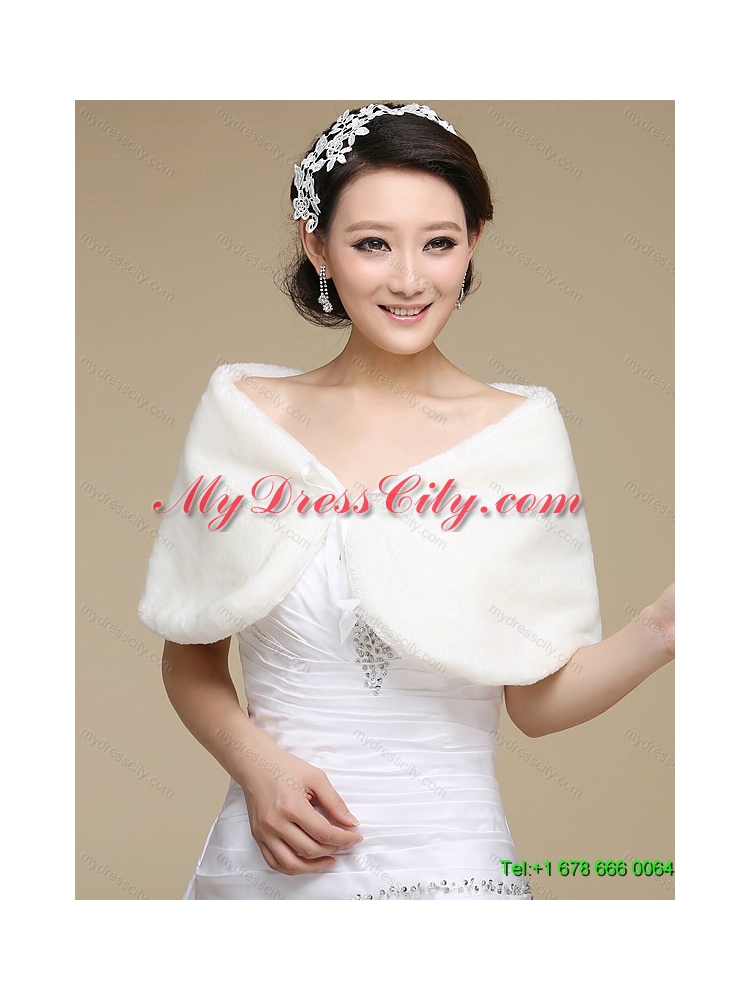 Perfect White V Neck Ruching Bridal Dresses with  Brush Train