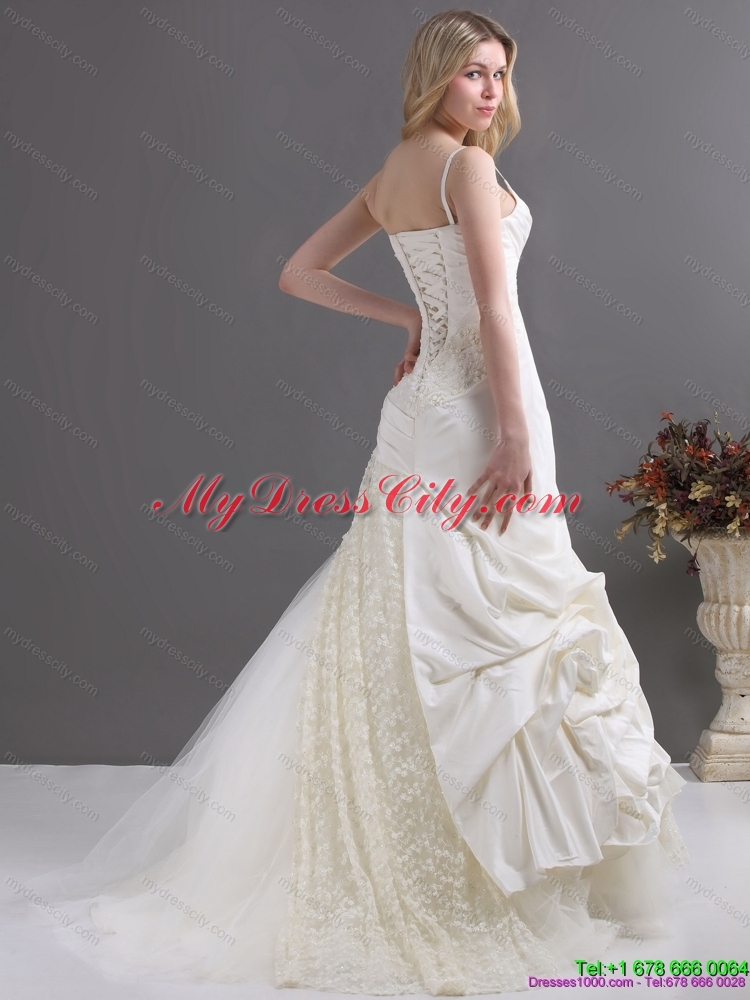 Sophisticated Wedding Dress with Ruching and Lace for 2015