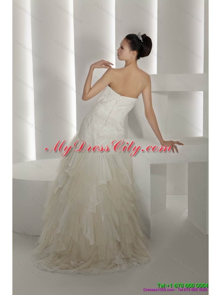 Strapless Ruffles and Appliques Wedding Dresses for 2015