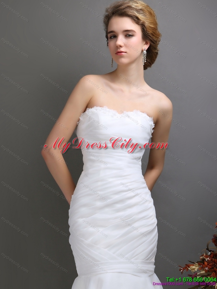 Sturning 2015 Strapless Mermaid Wedding Dress with Brush Train