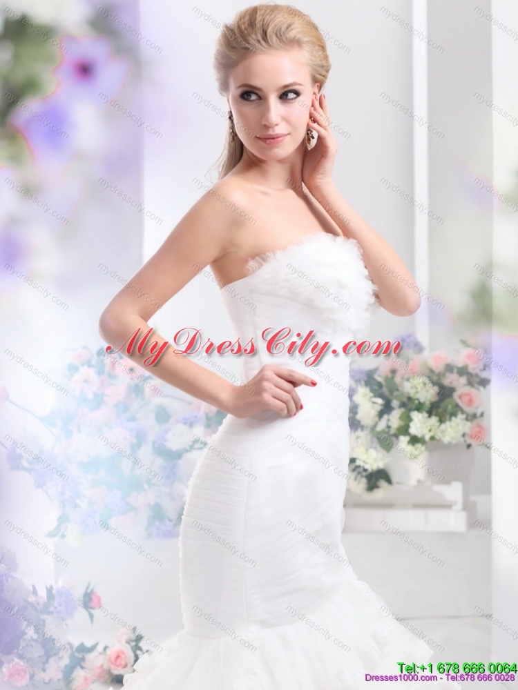 2015 Brand New Strapless Wedding Dress with Mermaid