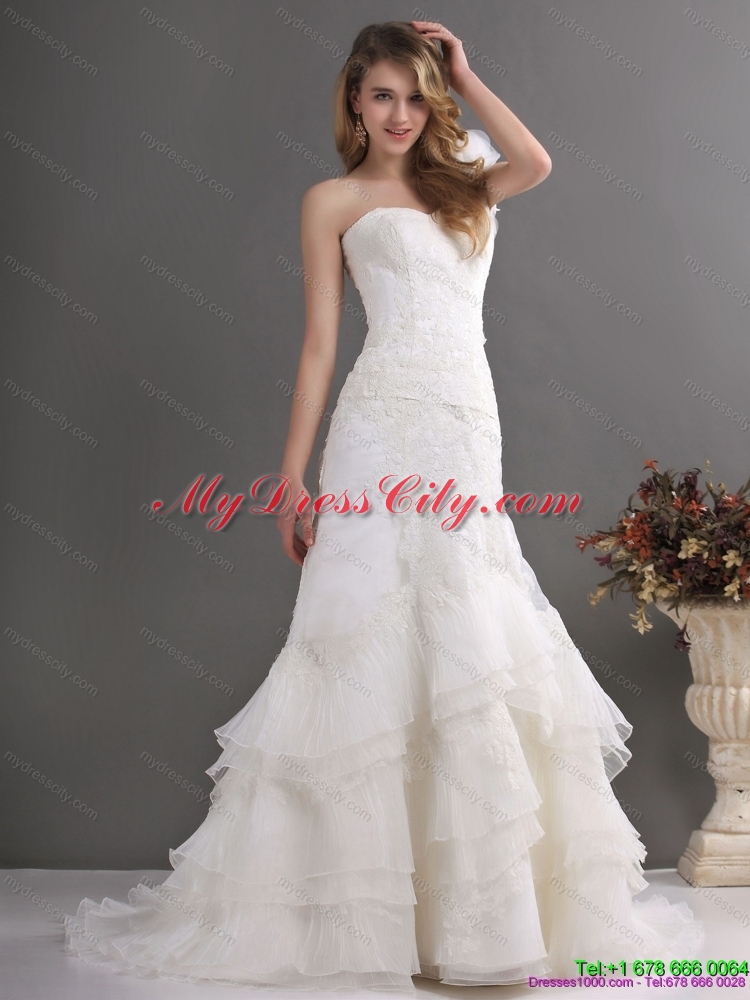 2015 Classical One Shoulder Wedding Dress with Lace