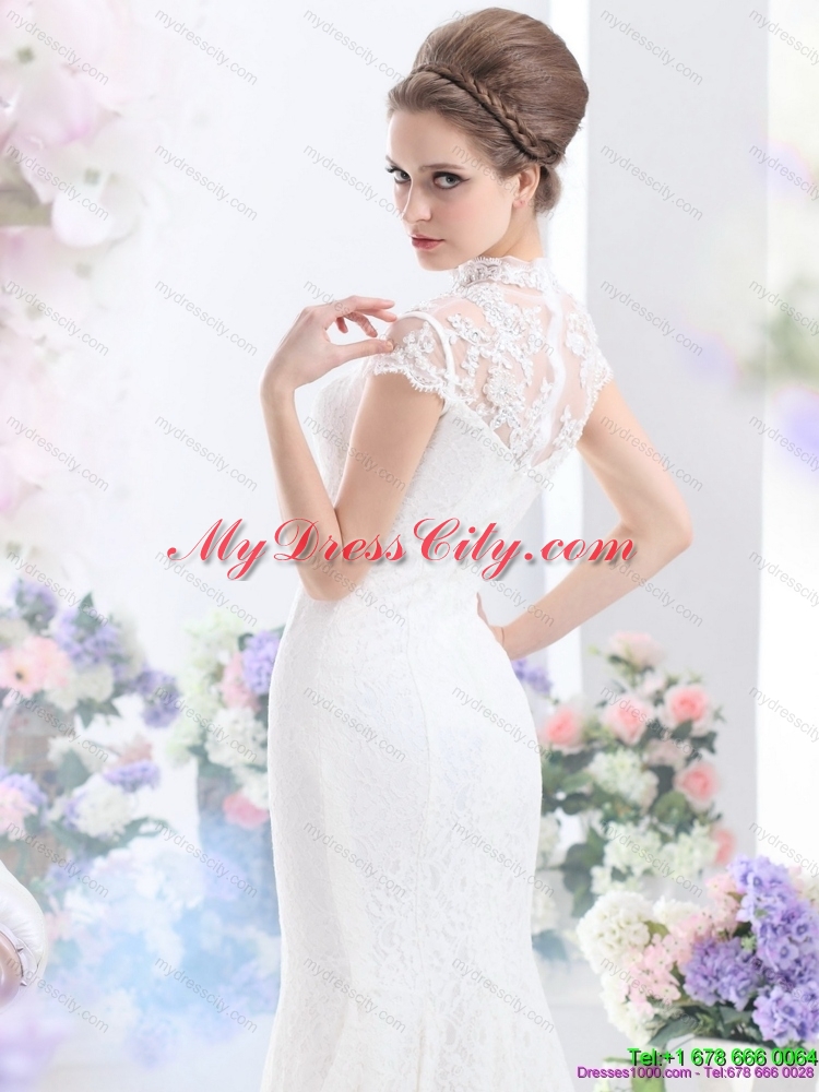 2015 Flirting High Neck Wedding Dress with Mermaid