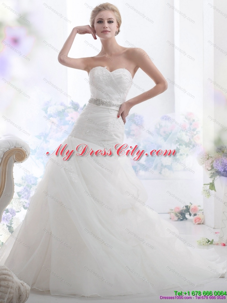 2015 Gorgeous Sweetheart Wedding Dress with Beading