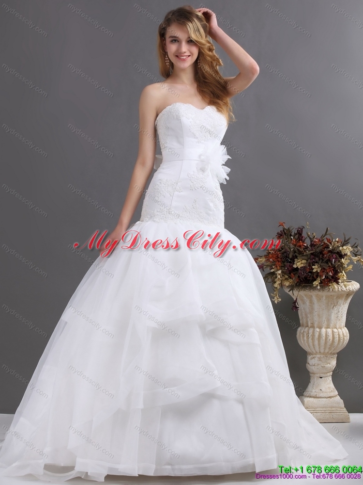 2015 Sophisticated Sweetheart Wedding Dress with Brush Train