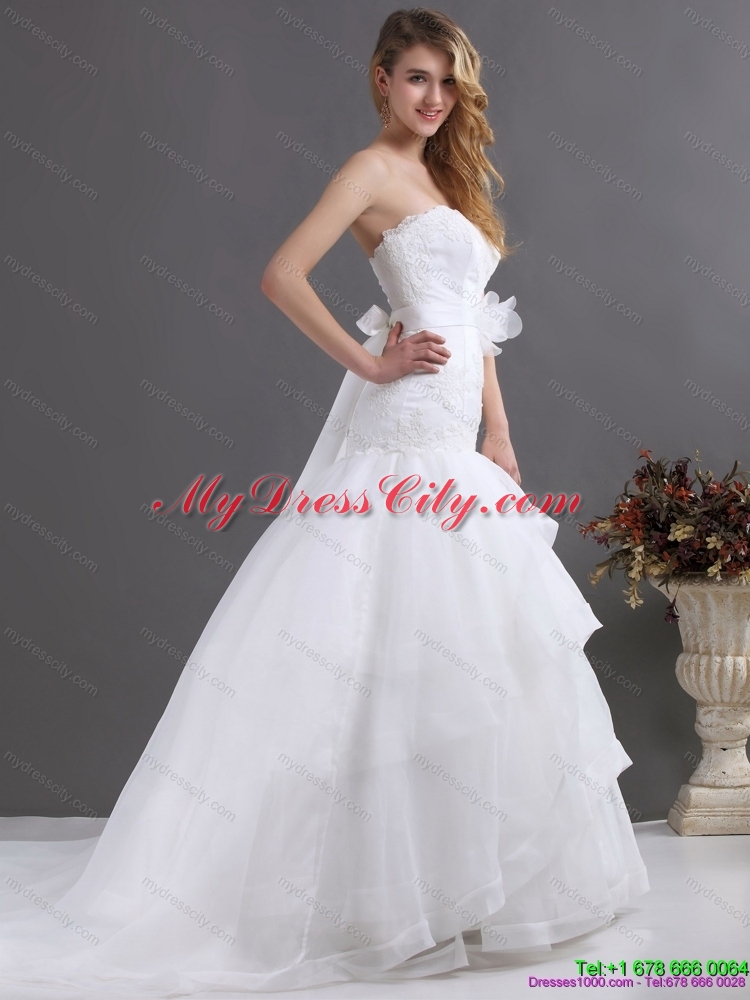 2015 Sophisticated Sweetheart Wedding Dress with Brush Train