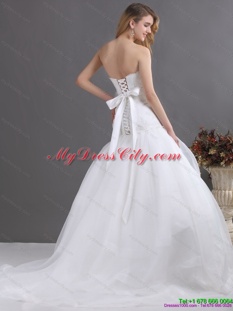 2015 Sophisticated Sweetheart Wedding Dress with Brush Train