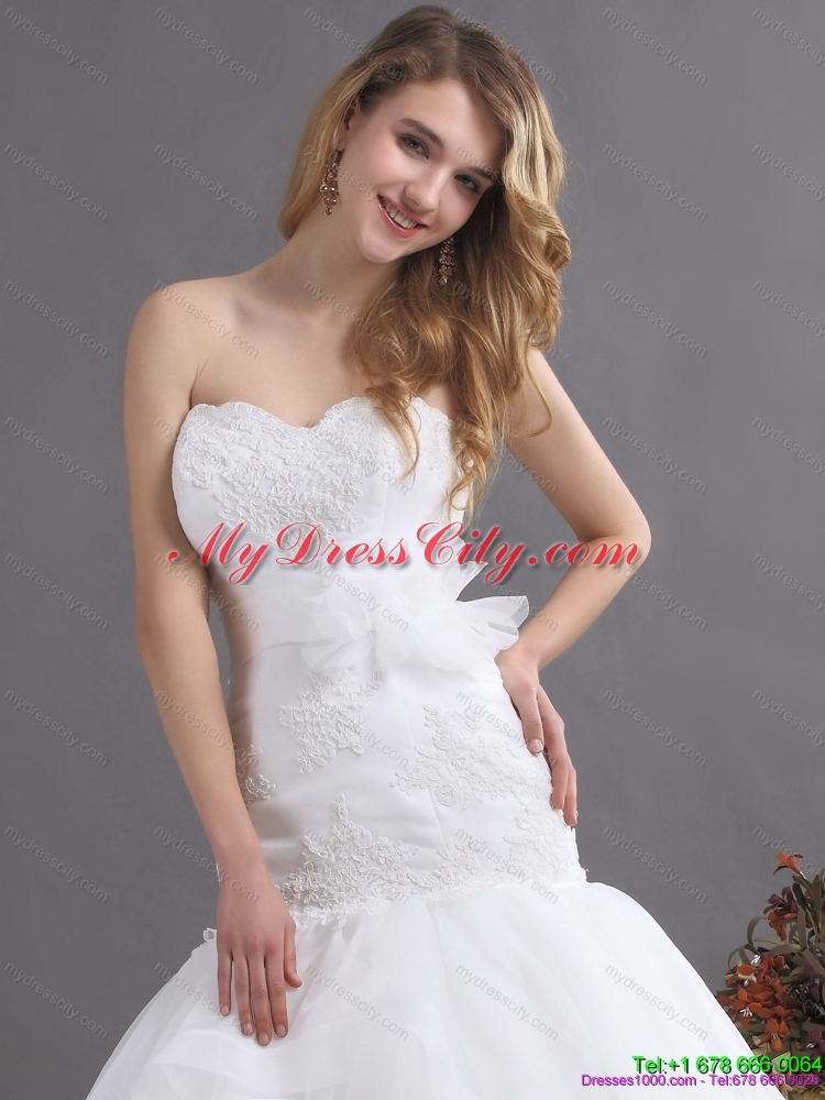 2015 Sophisticated Sweetheart Wedding Dress with Brush Train