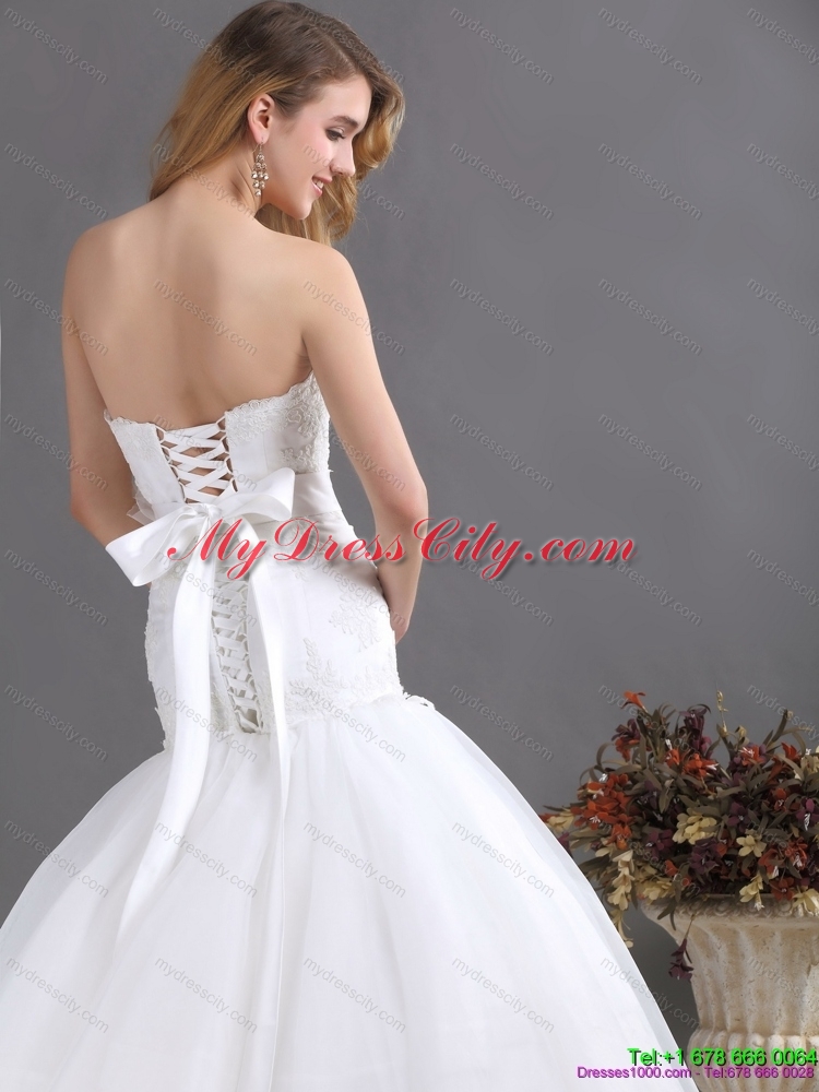 2015 Sophisticated Sweetheart Wedding Dress with Brush Train