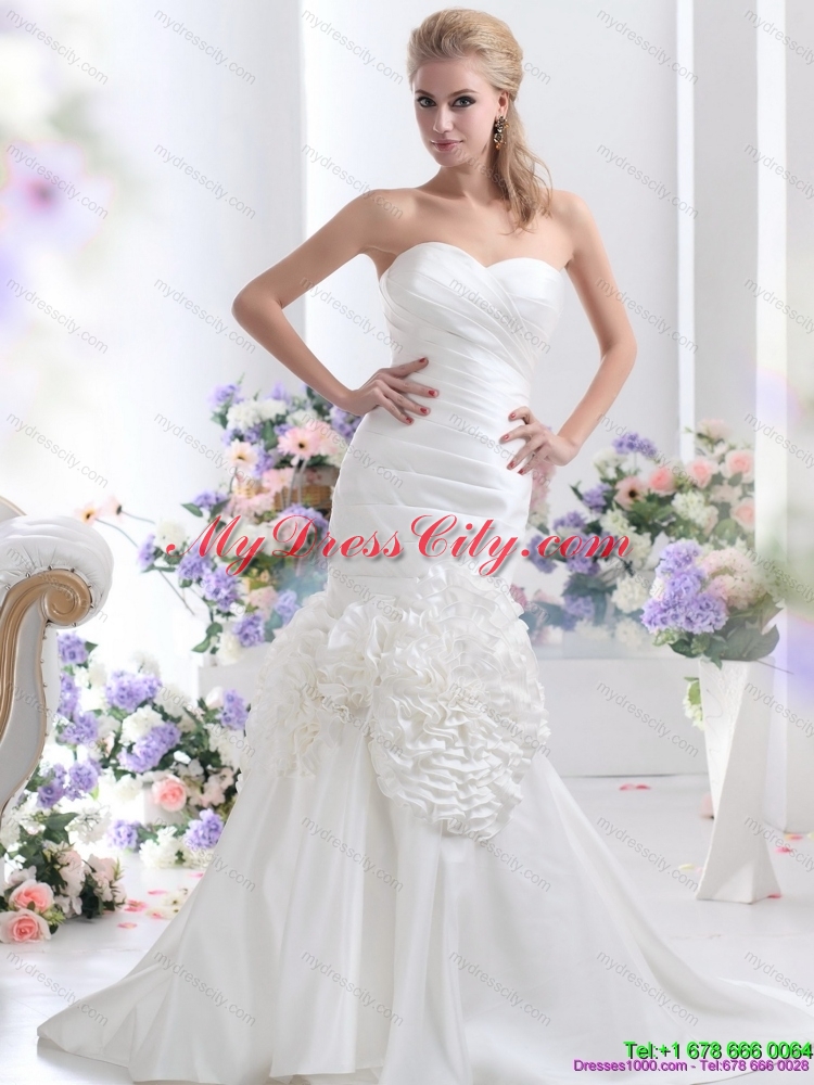 2015 Wonderful Sweetheart Mermaid Wedding Dress with Ruching