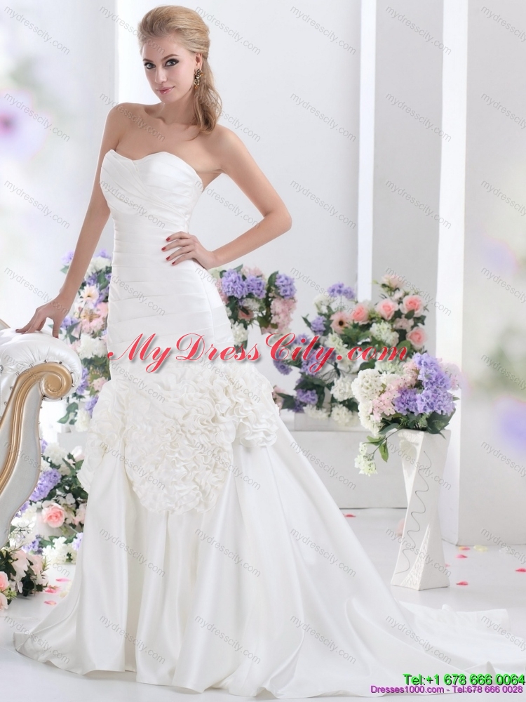 2015 Wonderful Sweetheart Mermaid Wedding Dress with Ruching