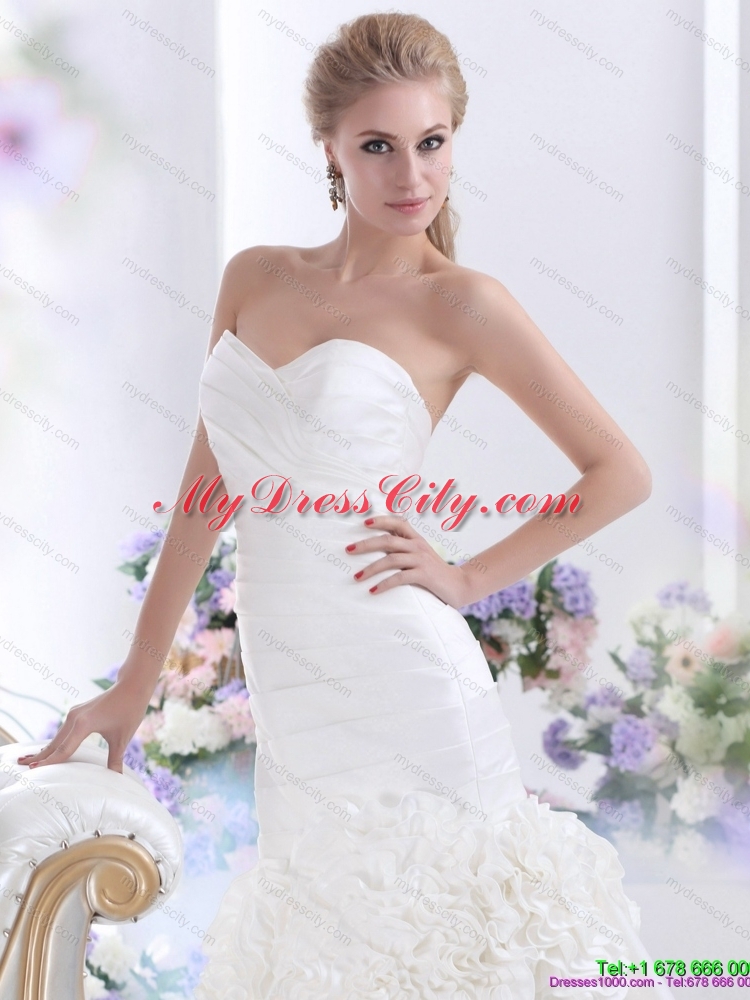 2015 Wonderful Sweetheart Mermaid Wedding Dress with Ruching